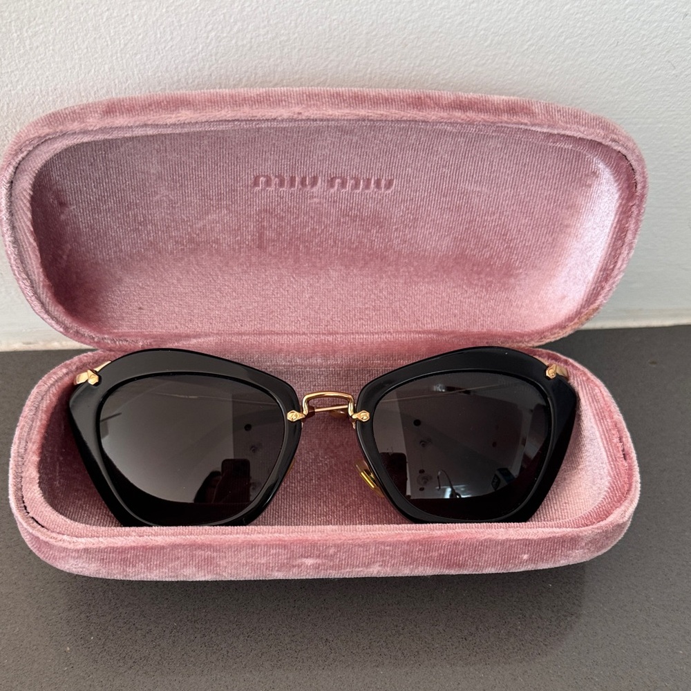 Miu Miu Black Sunglasses with Pink Velvet Case